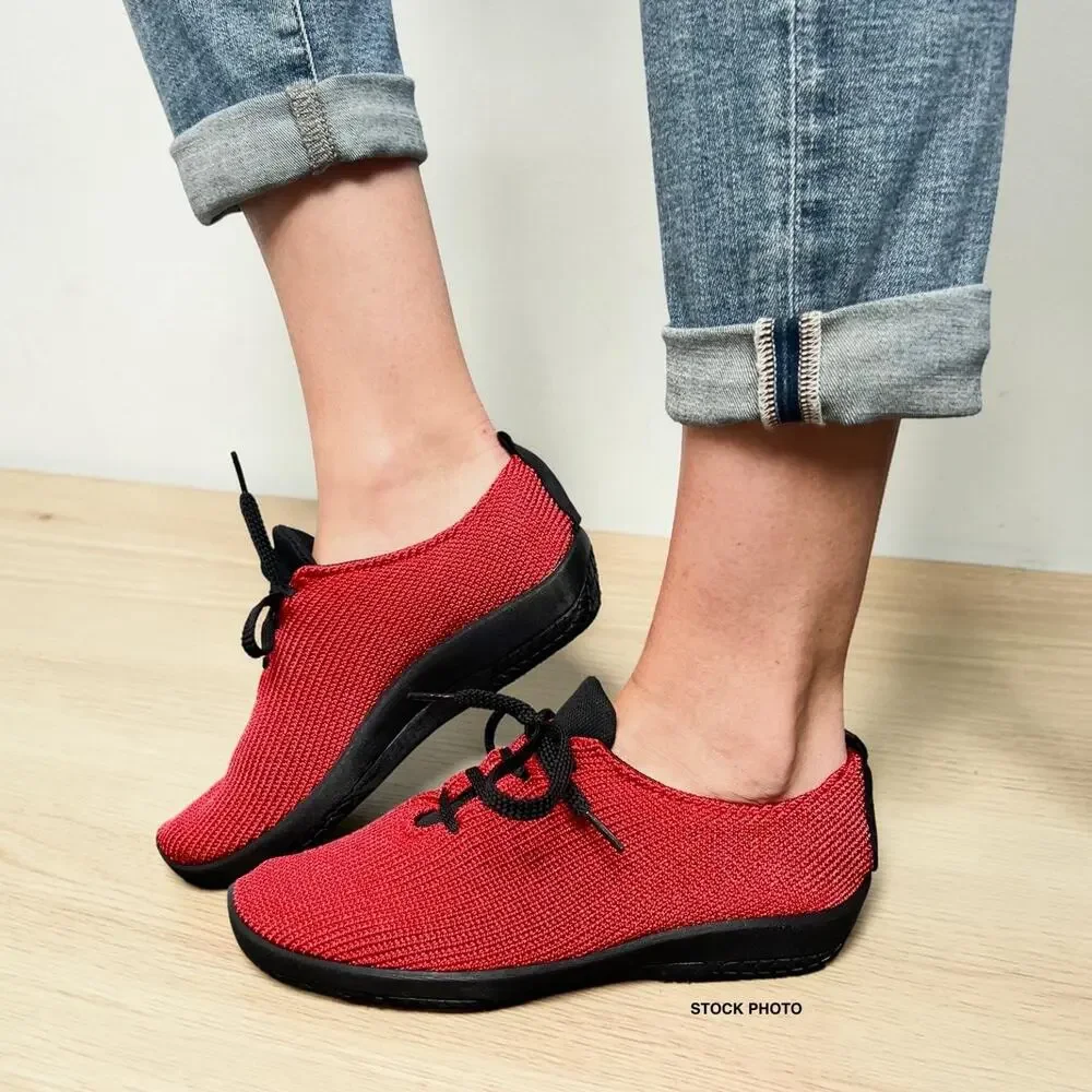 Arcopedico LS Womens Red Knit Lace Up Comfort Walking Shoes Sz 6 EU 36 NWOT